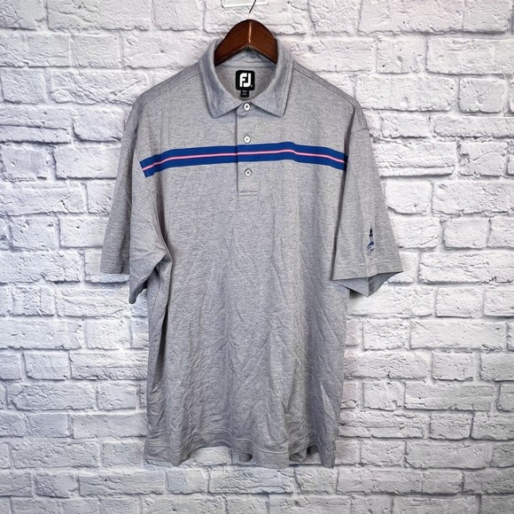 FootJoy FJ Golf Gray Purple Striped Polo Short Sleeve Shirt Logo Size X Large XL - Picture 2 of 9